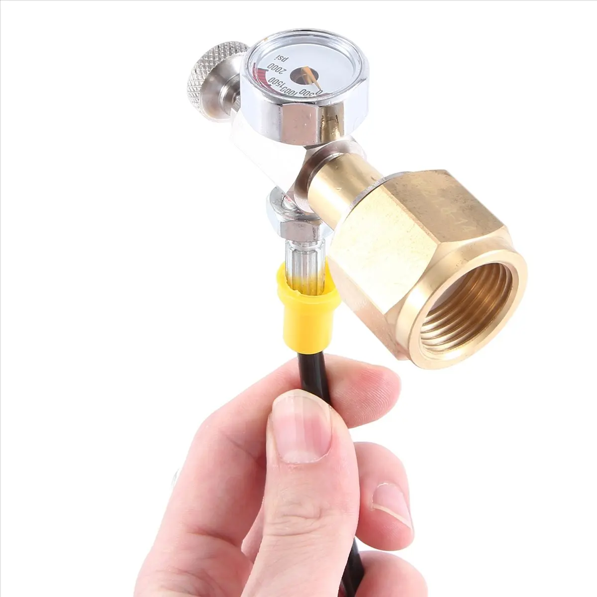L! DT817^CO2 Adapter Hose with 2000Psi Pressure Gauge for DUO/TERRA/ART Quick Connect to Larger CO2 Bottles, Carbonated Bottle