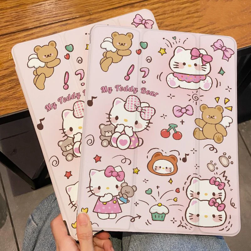 

Sanrio Hello Kitty Kawaii iPad Protective Case 2025 Cartoon 8/9/10 Generation Tri-Fold MINI7 Drop Pro Apple for Air 6/5 Case