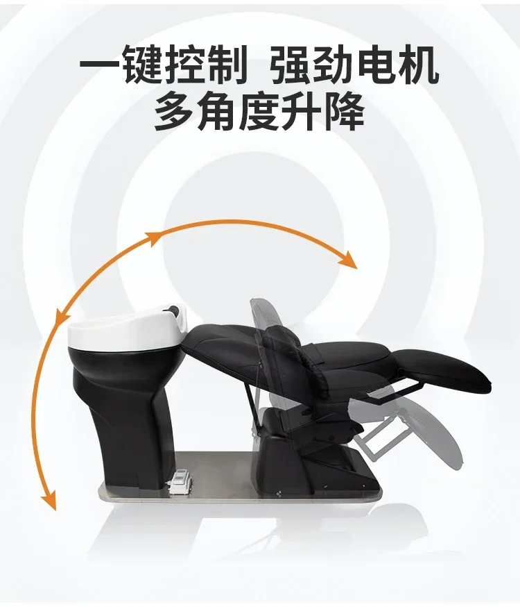 Electric Lifting Shampoo Chair for Hair Salon Barber Shop Ceramic Basin Shampoo Chair Silicone Headrest