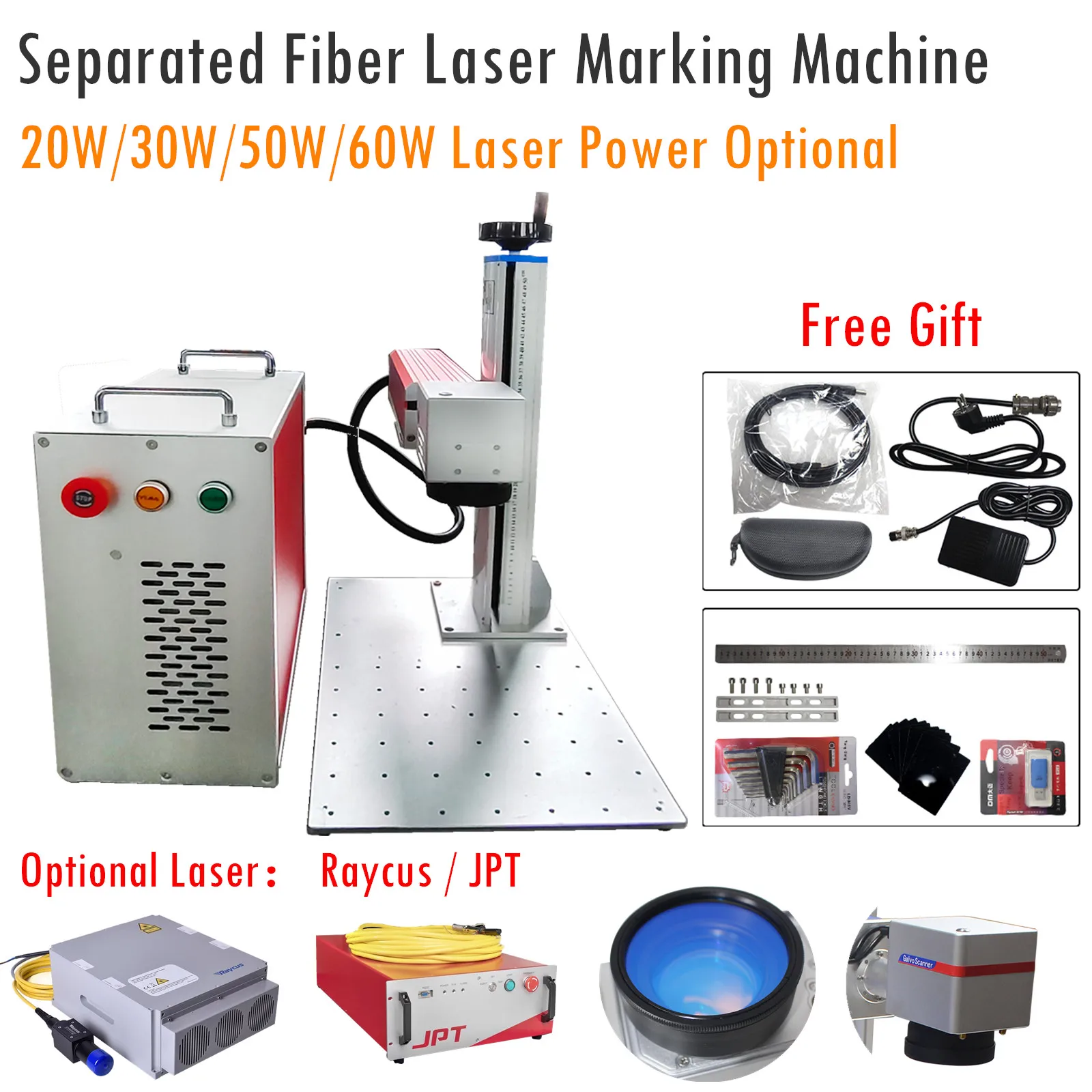 

Raycus Fiber Laser Marking Machine 20W 30W 50W Engraving Machine For Metal Stuffs with Free Gift with Rotation Axis