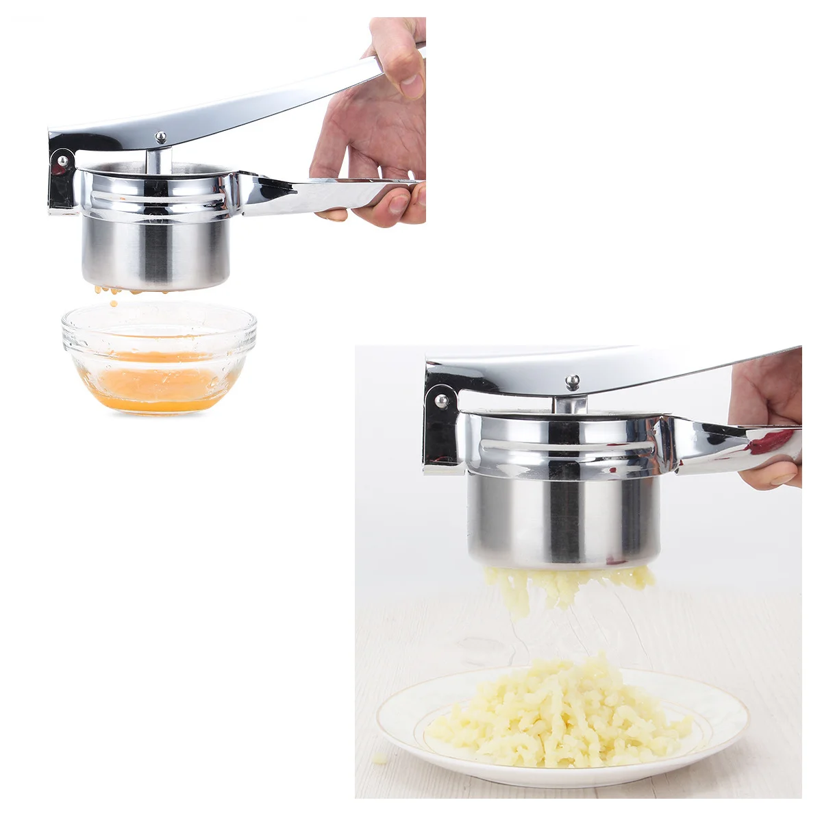 

Stainless Steel Potato Ricer 3 Interchangeable Disks Food Strainer Ergonomic Handle Easy Clean Tool For Mashing Potatoes