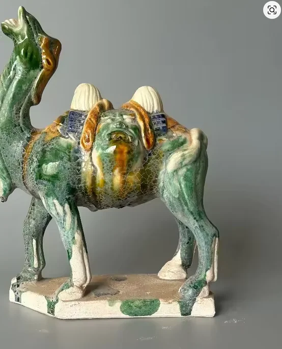 Tang Sancai Green-Glazed Camel Antique-Style Ceramic Collectible Decorative Piece