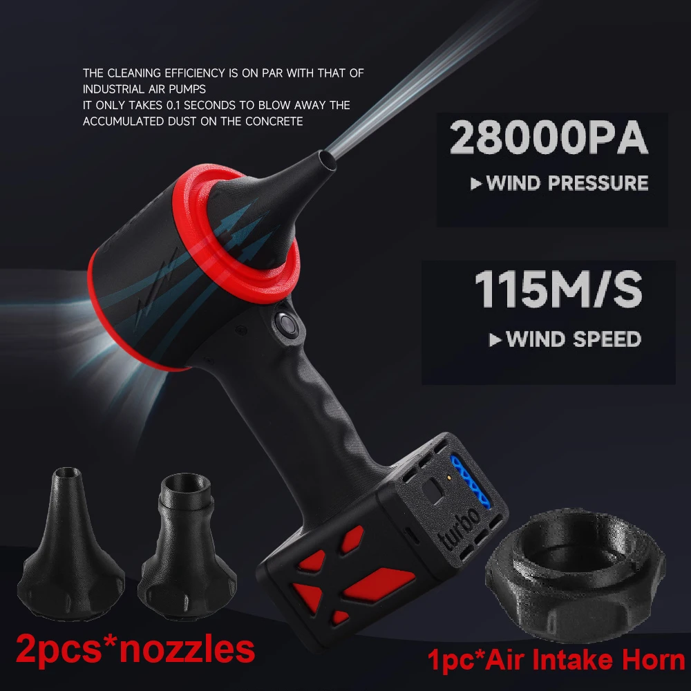 

28000PA Мощный вентилятор Многофункциональный пылесос со сжатым воздухом Сильный ветер 115 м/с Бесщеточные турбоструйные вентиляторы