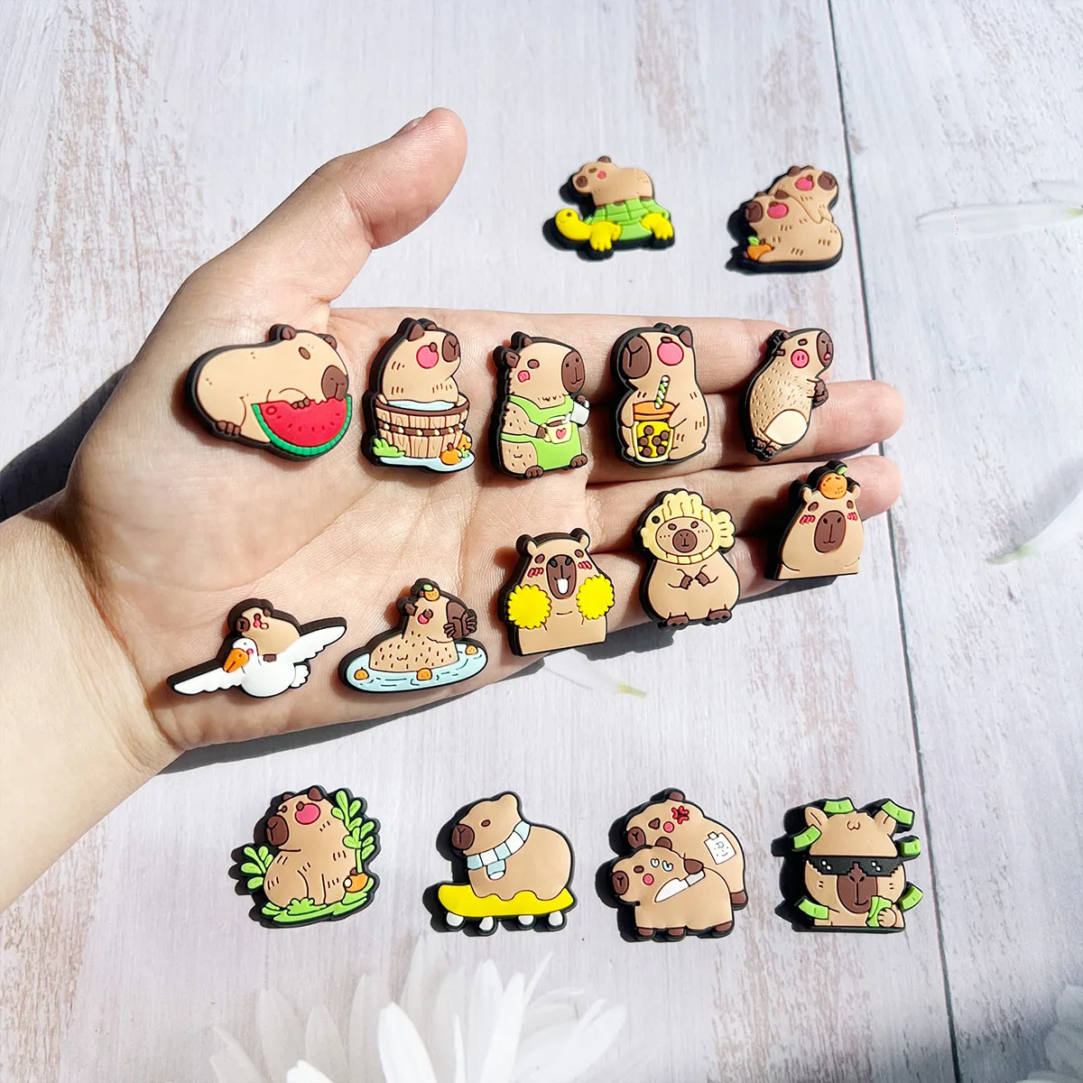 Hot Sale PVC Cute Capybara Shoe Charms for Crocs Accessories Pin DIY Clogs Decorate Kids Adult Party Gifts