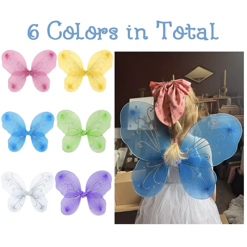 

6Pcs Kids Fairy Wings Butterfly Wings Costume For Birthday Party Favors Dress Up