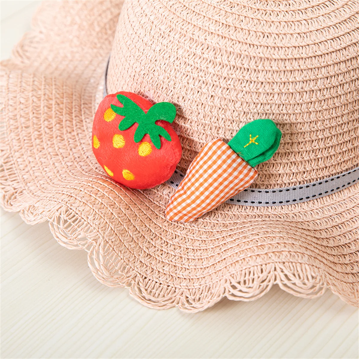 Outdoor Straw Hat Shoulder Bag Set Sun Caps Kids Girl Breathable Beach Hats Cherry Princess Seaside Panama Hat for Spring Summer