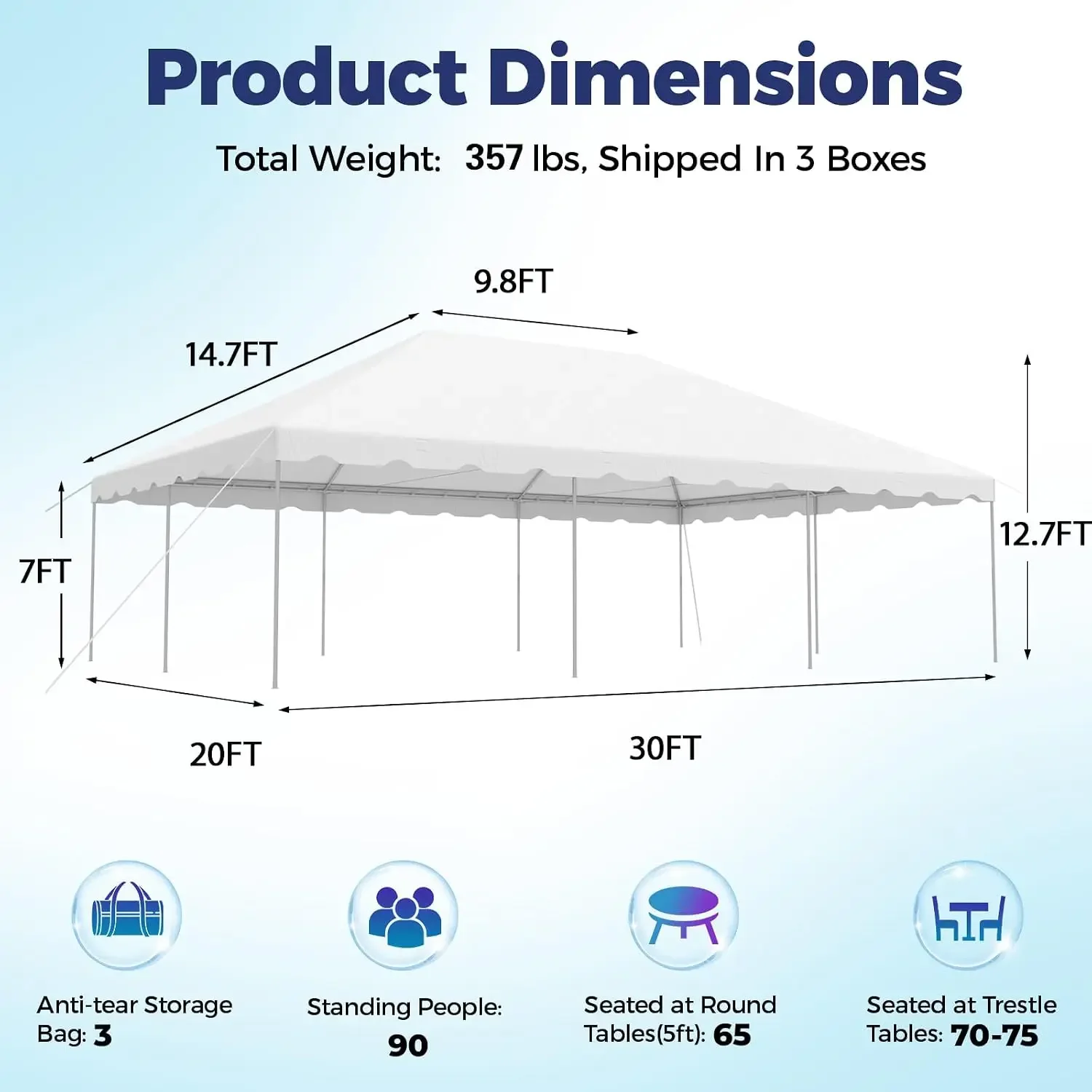 20x30 FT Outdoor Party Tent, Weekend Canopy Heavy Duty with Carry Bags, 480GSM PVC Outdoor Canopies, Large Tents, Customized