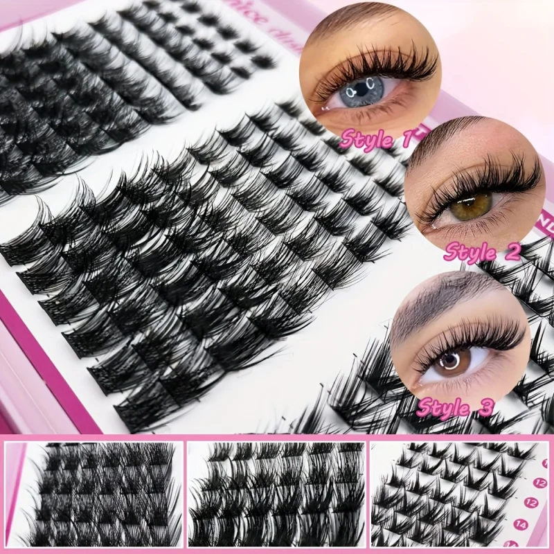 مجموعة أدوات تمديد الرموش الرقيقة مجموعات الرموش السميكة، رموش فردية من Wispy، D Curl، مقاسات مختلطة 10-18 مم أنواع مختلفة في مجموعة واحدة