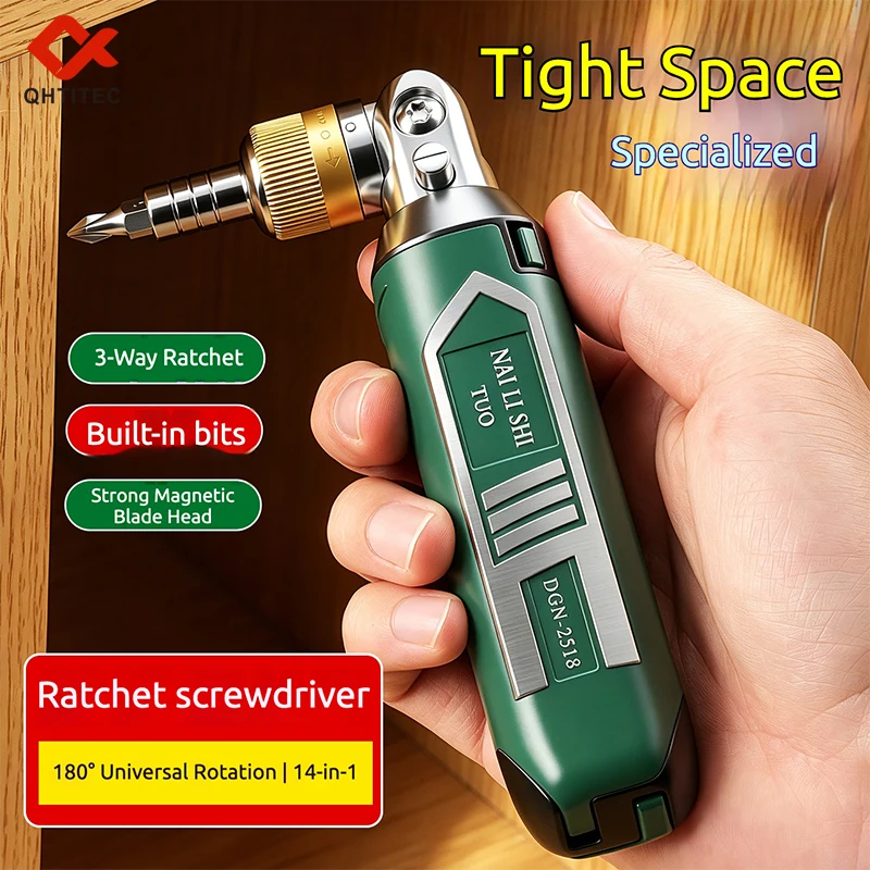 14 in 1 Multi-Function Rotary Ratchet Screwdriver Set Magnetic Screw Driver Bits Hand Repair Tool Screwdriver Bit Set For DIY