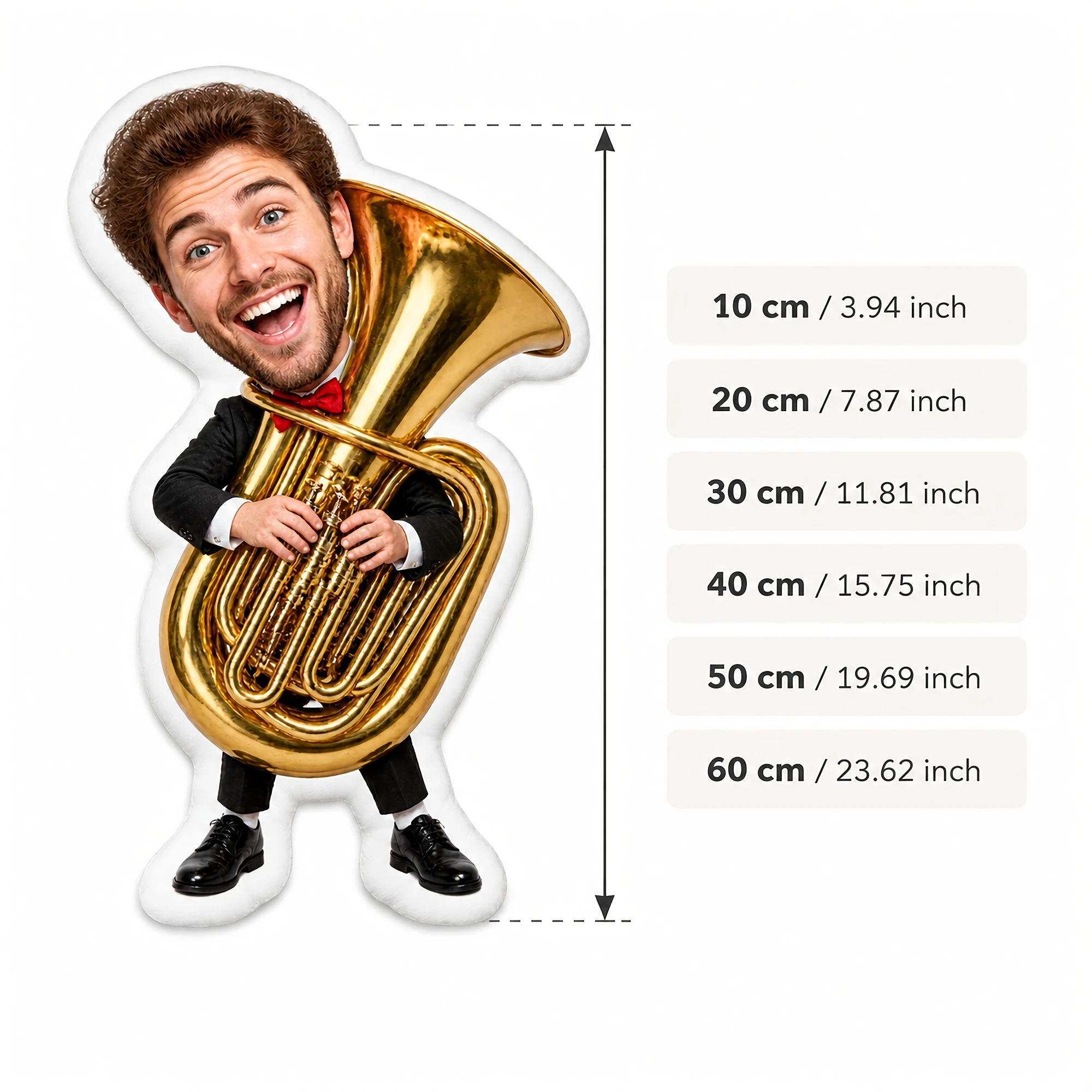 1pc [2D Flat] Custom Double-Sided Printed Novelty Shaped Pillow, Personalized Portrait Tuba Player Cushion for Fun Home Decor An