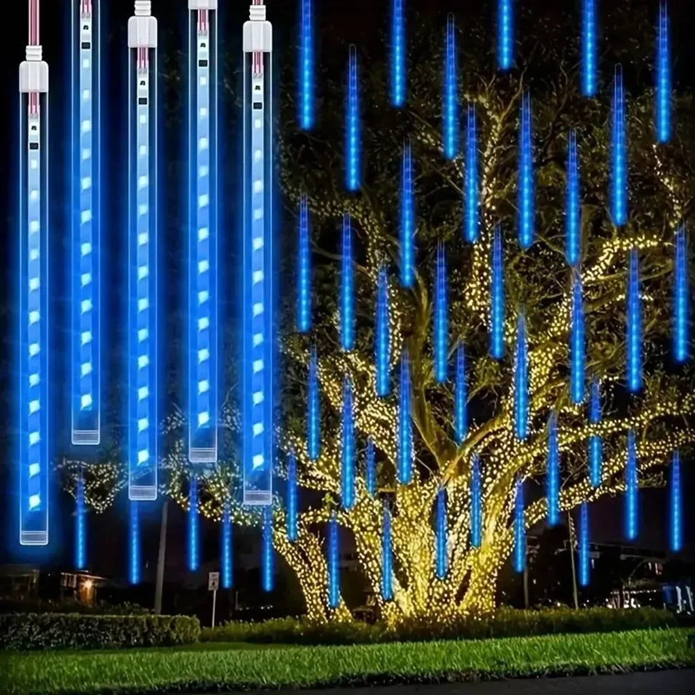 30CM LED Meteor Shower Rain Lights Waterproof Falling Raindrop Fairy String Light for Holiday Party Patio Decor image 3