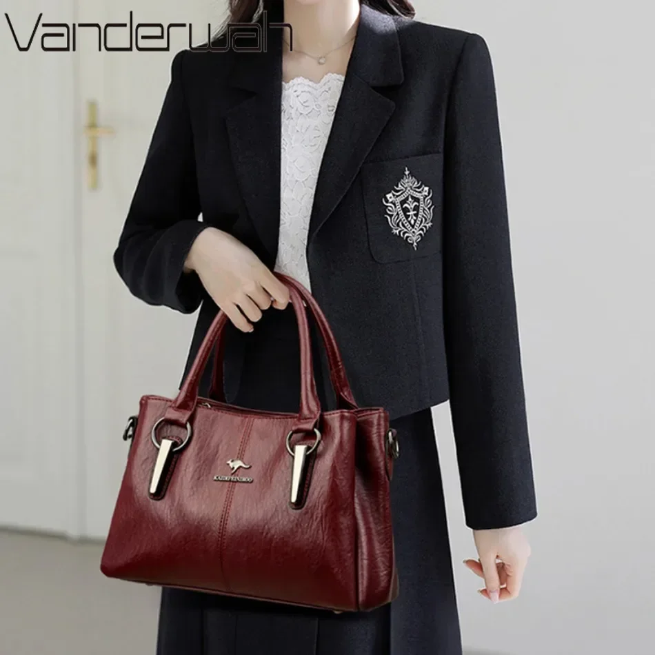 Bolsas crossbody de couro macio para mulheres, bolsas de alta capacidade para senhoras, bolsas de alta qualidade, bolsas de luxo, 2024