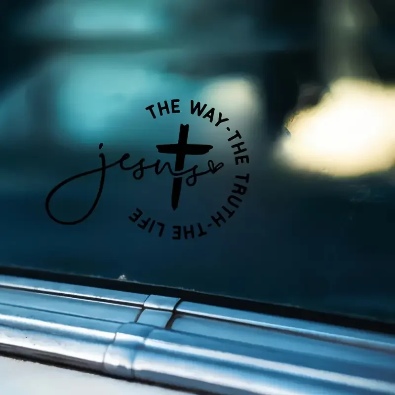 [1pc Jesus Road Car Sticker] Fade Resistant, Self-Adhesive Christian Car Sticker | 1pc Jesus Road Cross Design with 