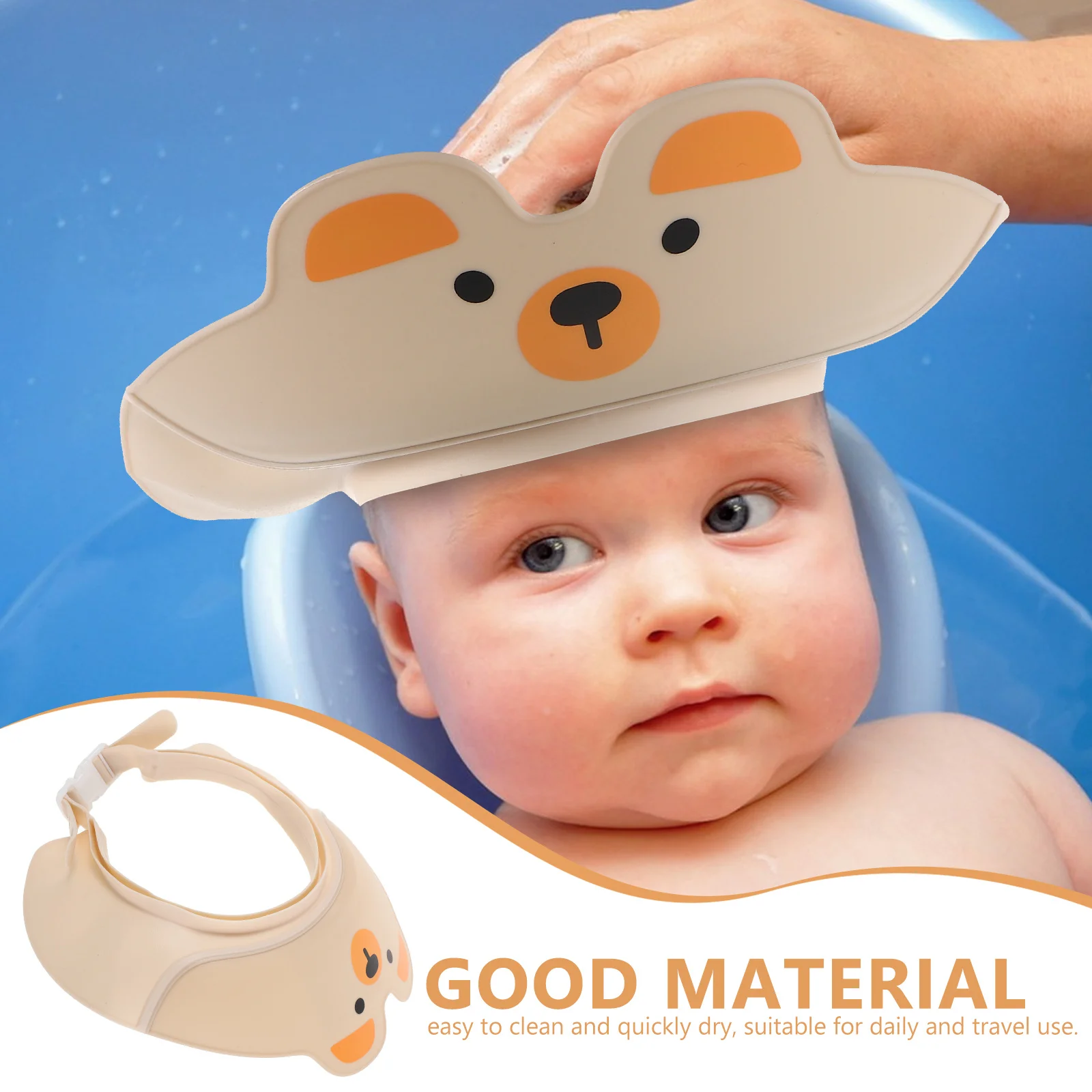 Gorro de ducha impermeable ajustable para bebé, bonito diseño de dibujos animados, protector para lavado de cabello, sombrero, visera de baño para niños pequeños, protección para los oídos