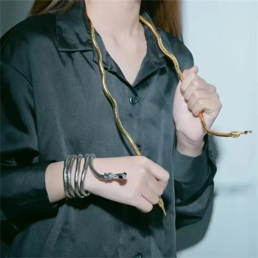 Fashionable personality punk hip-hop metal casually adjustable golden snake multi-functional headband for women\'s holiday party