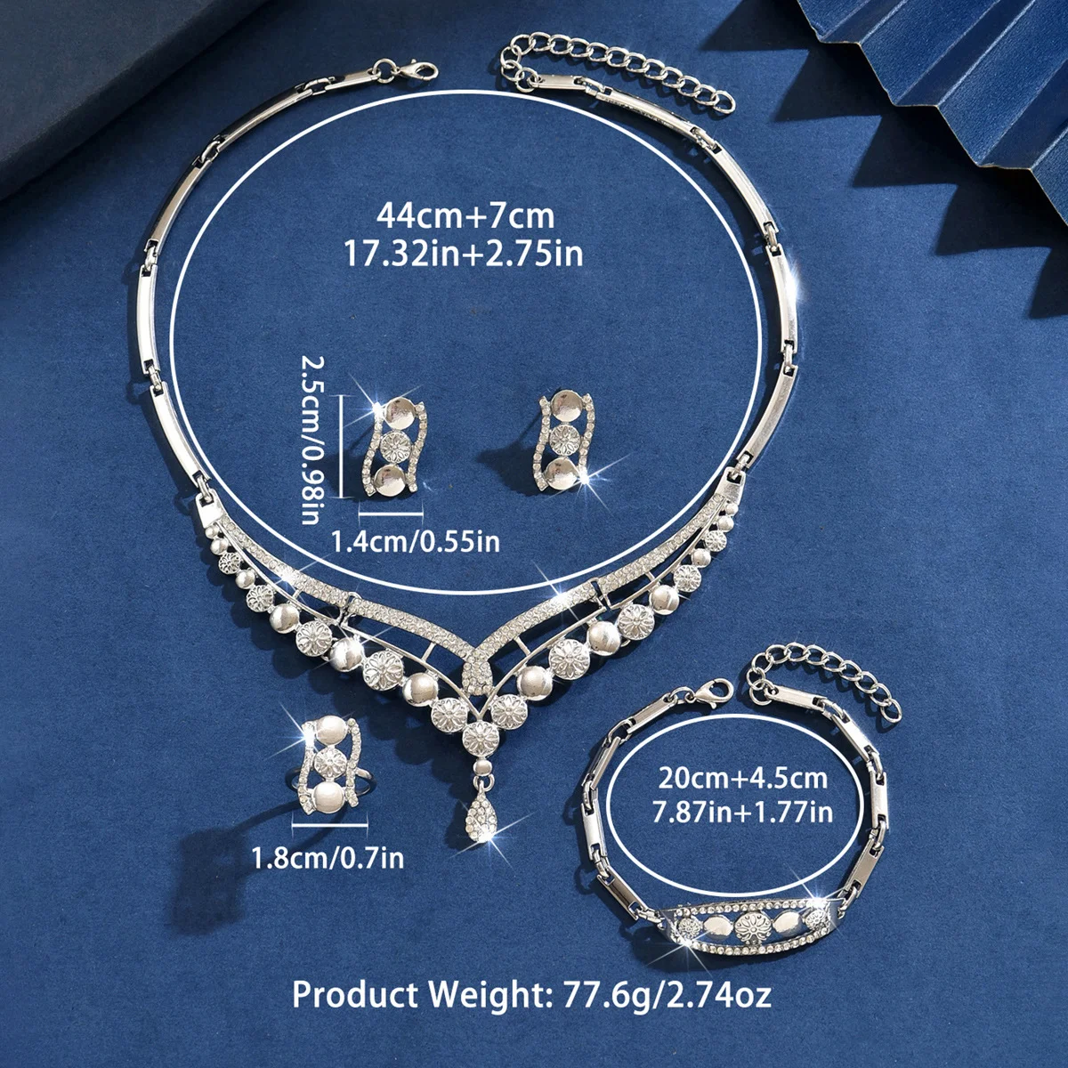 Popular fashion necklace and earrings luxury alloy two-piece jewelry set for women. Wife's Gift