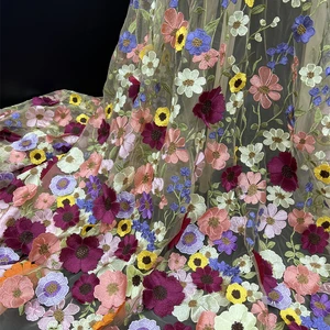 نسيج فستان الزفاف للمرأة ، قماش التطريز من جانب واحد ، زين ثلاثي الأبعاد ، نسيج التطريز ، مادة اللباس الراقية أعلى 12 مبيعات 3D النسيج - No10