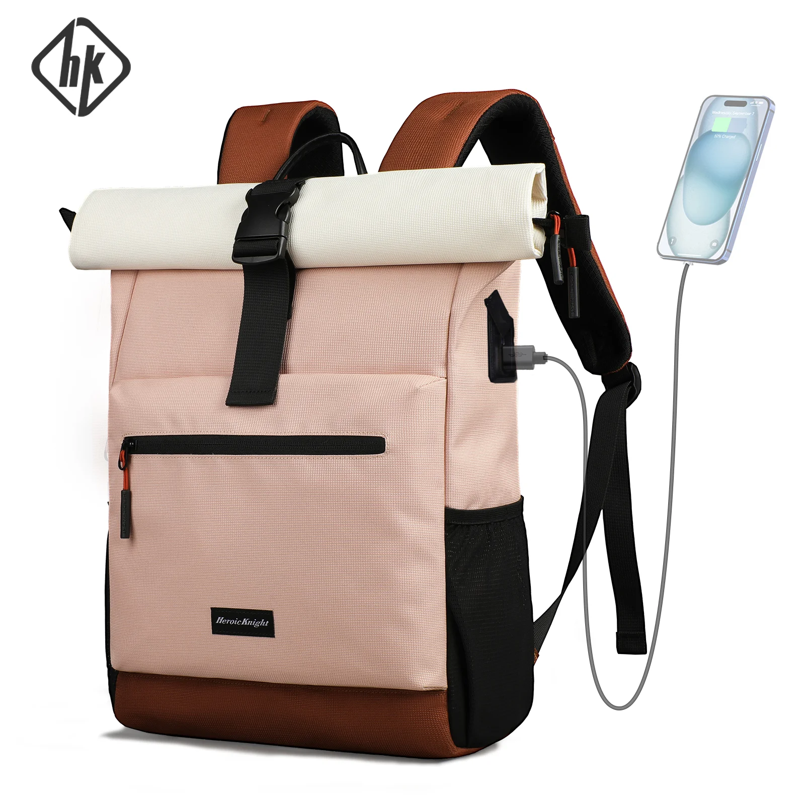 HK Multifunction Backpack for Women 15.6 inch Laptop Notebook Backpack Expandable School Bag Large Capacity Travel Daypack Pink