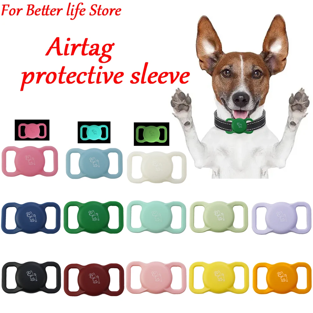 2PCS For Apple Airtag Case Dog Cat Collar GPS Finder Colorful Luminous Protective Silicone Case For Apple Air Tag Tracker Holder