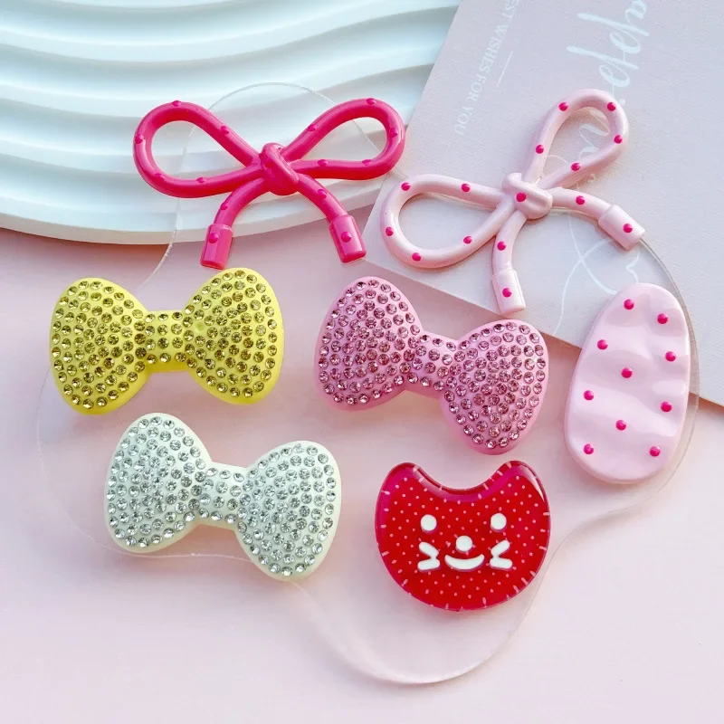 2pcs Colorful Diamond Polka Dot Bow Resin Flatback Charms for Diy Resin Crafts Materials Scrapbooking Embellisdment