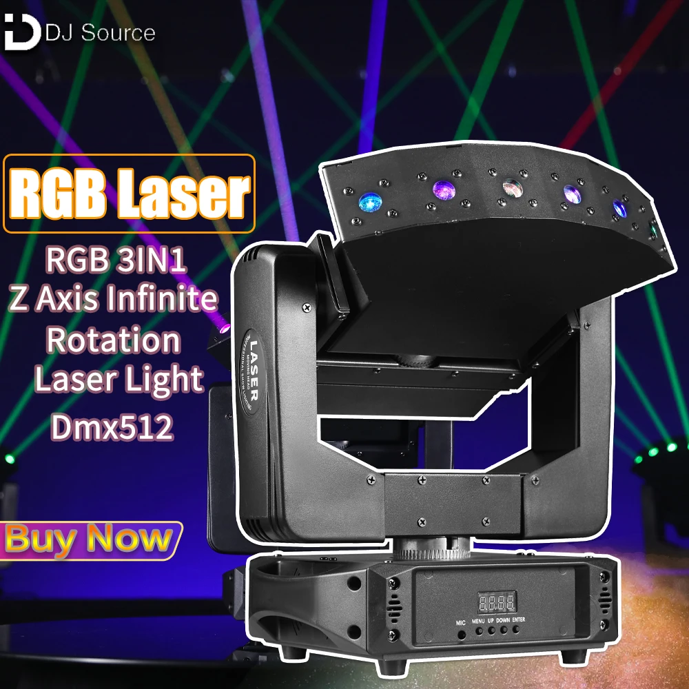 RGB Red Laser Moving Head Light Eixo XYZ Rotação infinita Controlador DMX512 para DJ, Disco, Party Club, Luz de Efeito de Palco, 6 Olhos