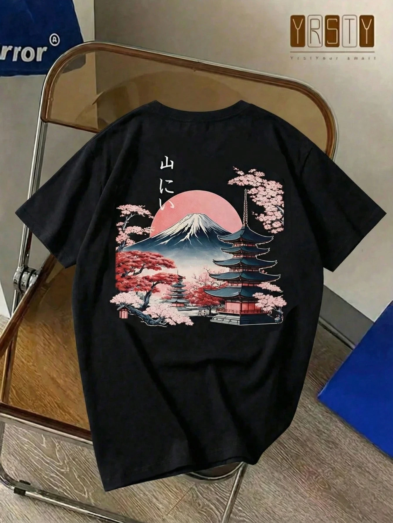 2026 New Sakura Family Matching Unisex Oversized T Shirt Mount Fuji Pagoda Cherry Blossom Japanese Art Print Streetwear Tee