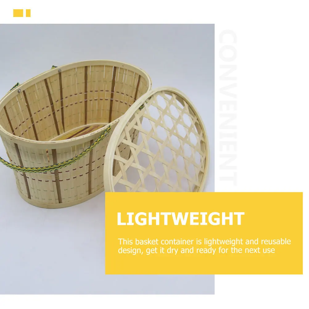 

1pcs Egg Storage Basket Bamboo Woven Kitchen Container For Fruit Vegetable Snack Organization Reusable Handheld Household