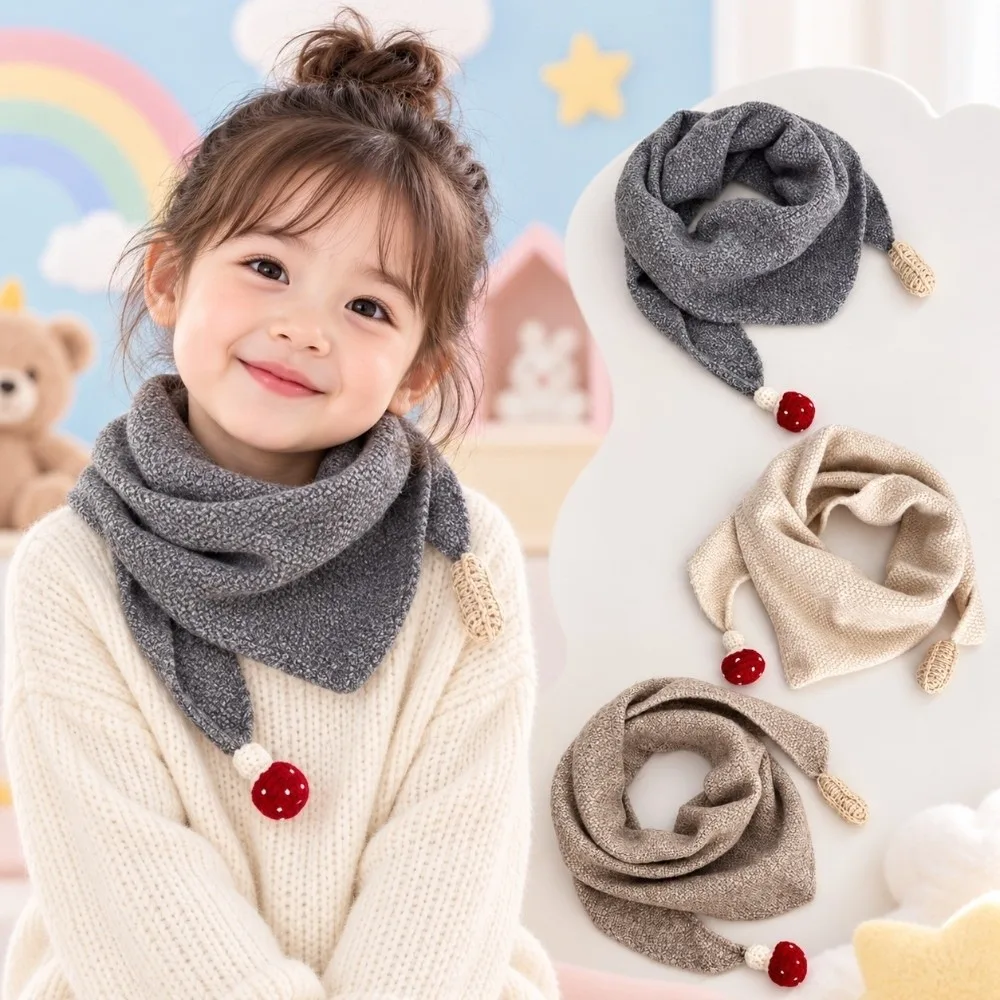 Cute Mushroom Peanut Baby Knitted Scarf Thicken Anti-Cold Triangle Scarf Soft Cotton Windproof Kids Neckerchief Girls Boys