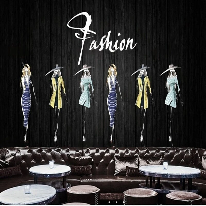 

MU9033 Fashion retro trend clothing industry workwear customization TV sofa background wall paintings