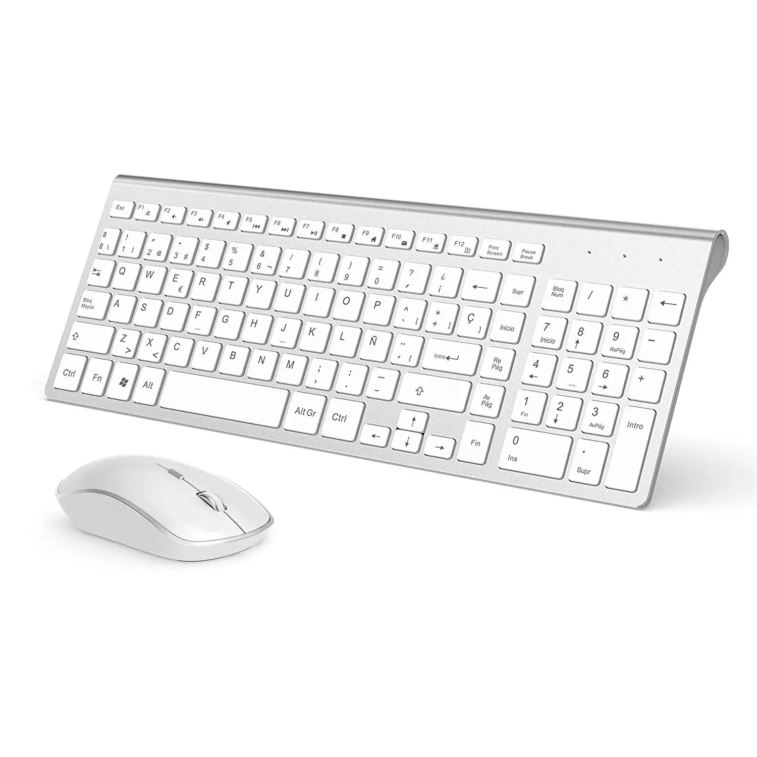 

2.4G Wireless Keyboard Mouse Protable Mini Keyboard Spanish For Notebook Laptop Mac Desktop PC Computer Smart TV Black vs Silver