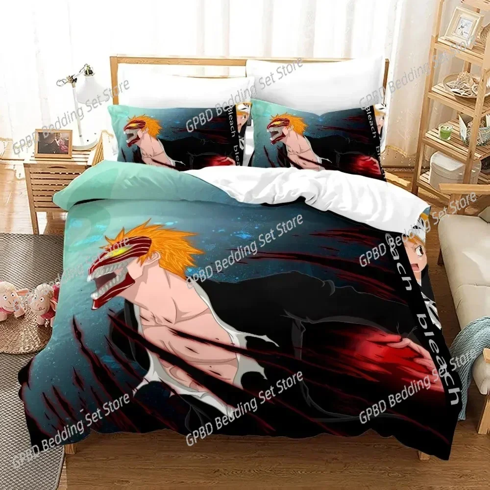 

Anime Bleach Kurosaki Ichigo Bedding Set Boys Girls Twin Queen Size Duvet Cover Pillowcase Bed Adult Fashion Home Textileextile