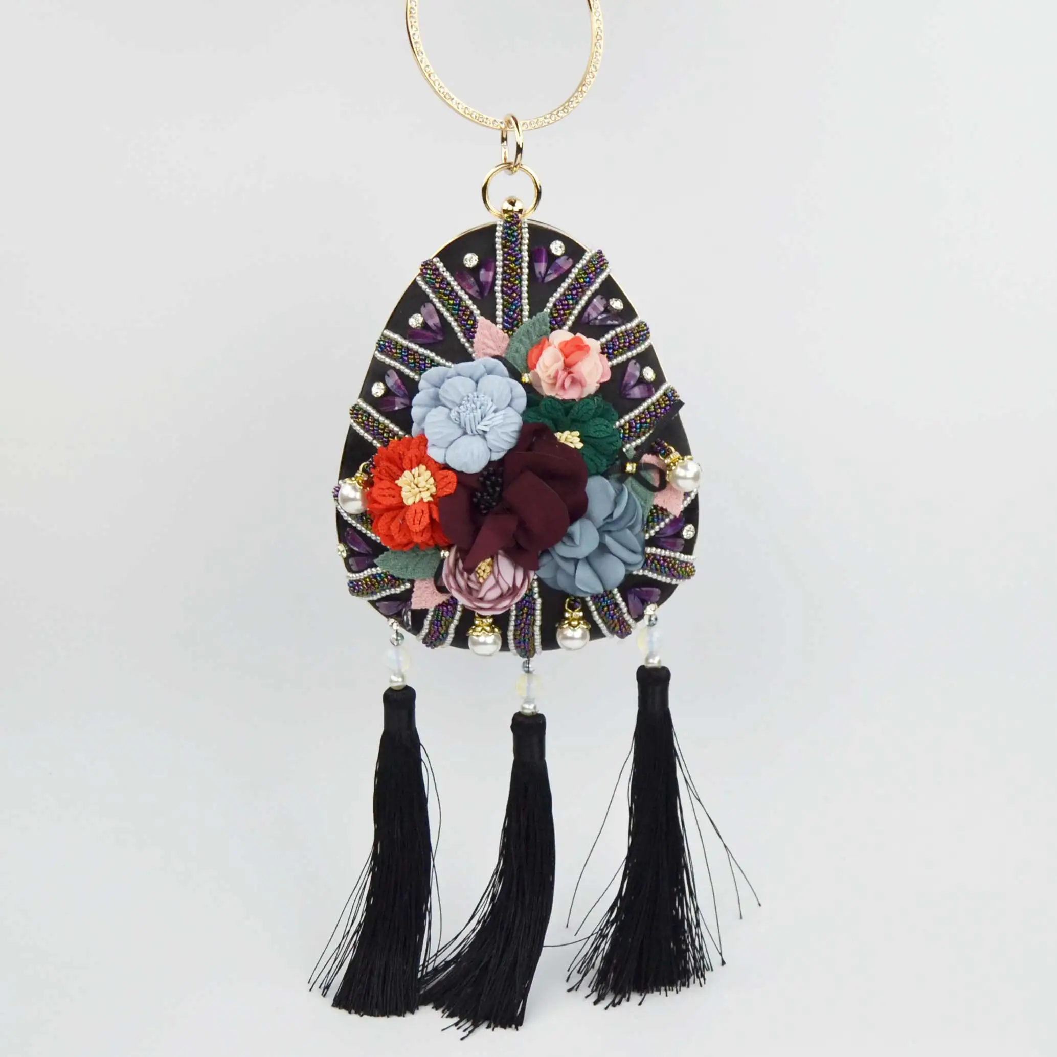 

Дизайнерская зеленая атласная вечерняя сумка с кисточками и цветочным жемчугом, вечерние сумочка, клатч, мини-тоут с цепочкой, сумка на плечо