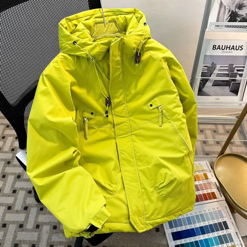 

Thiened Fluorescent een Tee-Proof Hooded Jaet Men's Winter Warm Cotton Jaet American Functional Cotton Coat