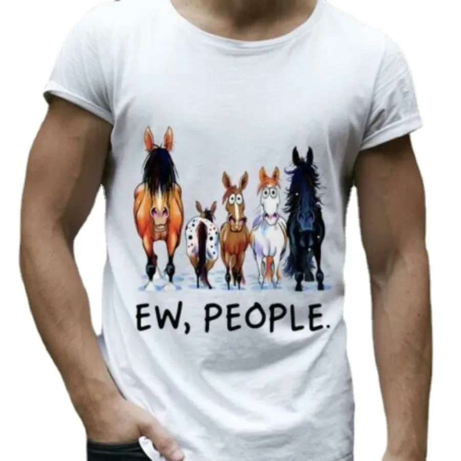 Vintage Gift Ew People Funny Horses Animal Mens T-Shirt. Summer Cotton Short Sleeve O-Neck Unisex T Shirt New S-3XL