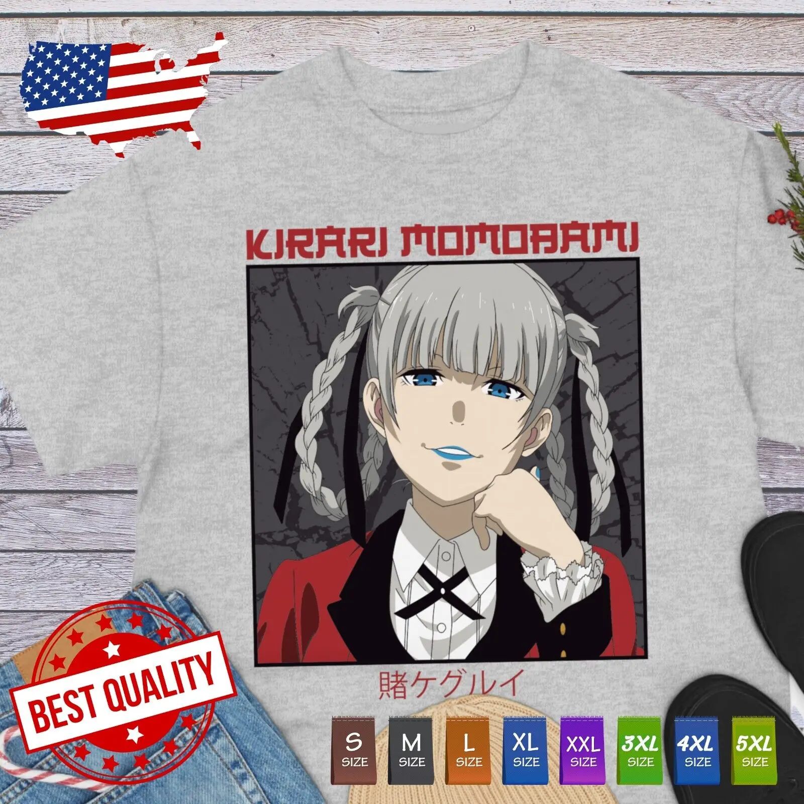 Kirari Momobami Kakegurui Waifu Shirt Girl Anime Clothing Japanese Tee / Yumeko