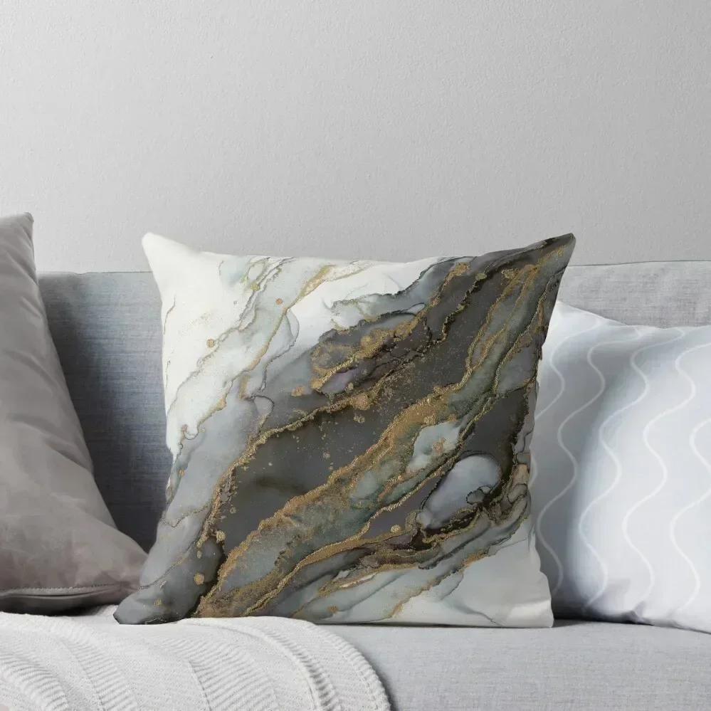 

Moody Marble Ink Gold Black Throw Pillow Sofa Covers For Living Room Luxury Room Decorative Cushions Sofa Cushion Cover pillow