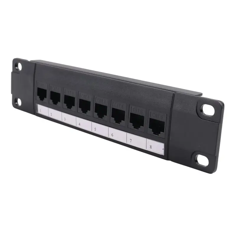 Leading-8 Port Straight-Through CAT6 Patch Panel RJ45 Network Cable Adapter Jack Ethernet Distribution Frame