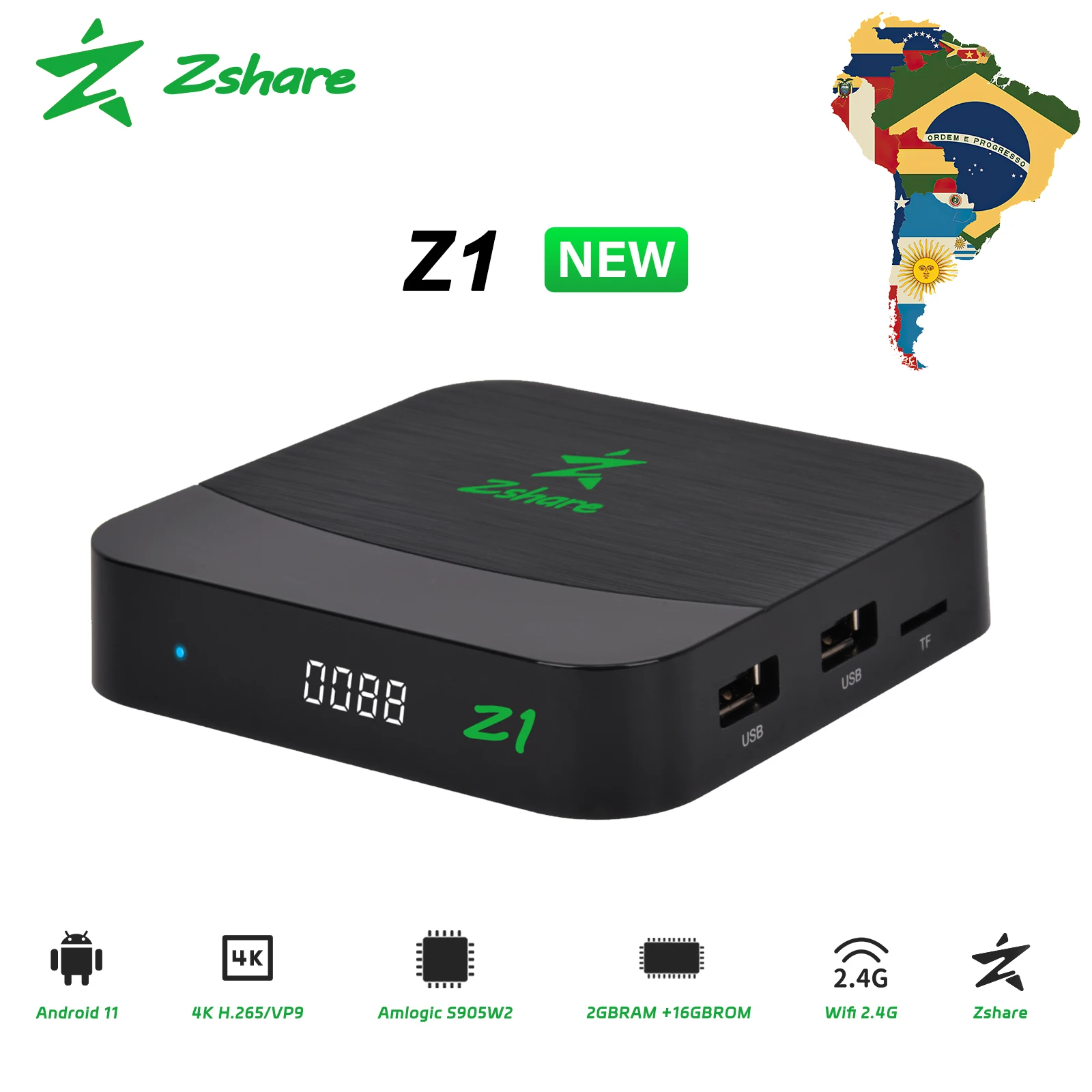 GTMEDIA-Zshare Z1 Android TV Box, alto desempenho, construído em Wifi, suporte Stalker