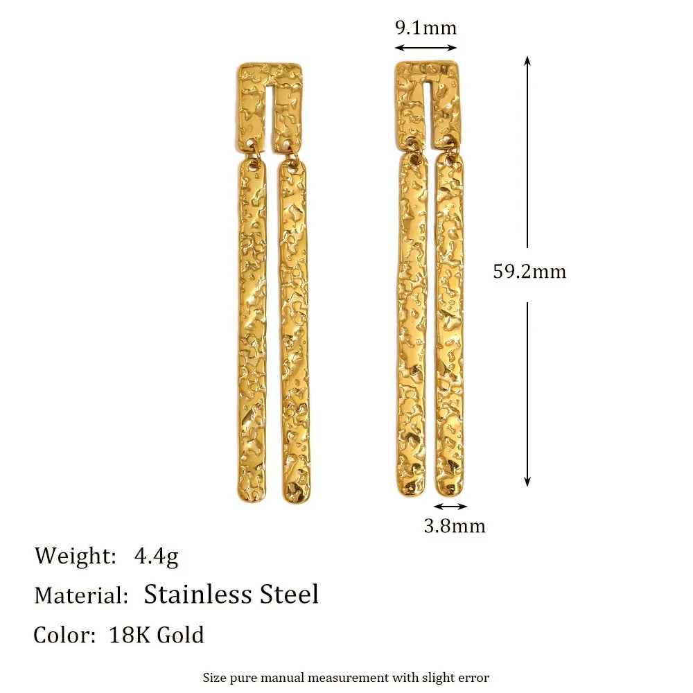 Medieval Vintage Women's Earring 316l Stainless Steel Gold Plated Bar Earrings