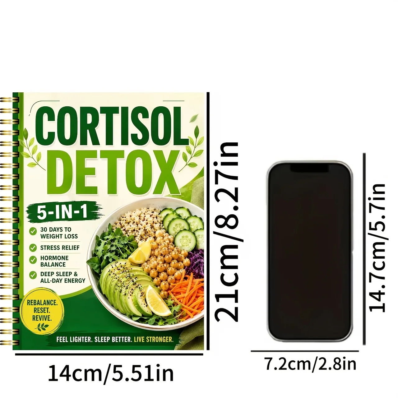 5 In 1 Cortisol Detox Health Guide 30 Days Weight Loss Plan Stress Relief Improve Sleep Balance Hormones Boost Metabolism & Ener