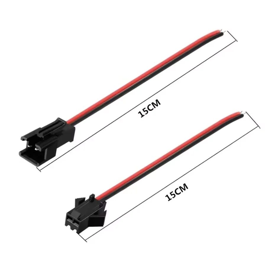 JST SM 2-Pins Plug - Male & Female Wire Connector Cable Pigtail - Ideal for LED Strip Light Tape Lamp - Secure & Easy Connection