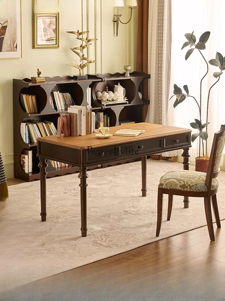 

Vintage all solid wood desk French writing desk American desk