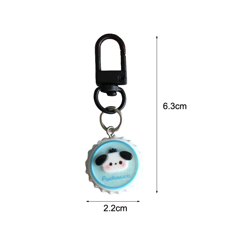 Sweet Sanrio Anime Cinnamoroll Kuromi Melody Purin Pochacco Kt Cat Keychain Pendant Cute Bottle Cap Keychain Bag Decoration