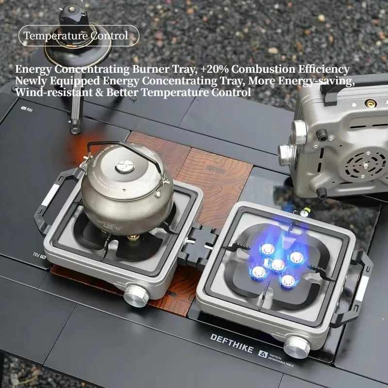 Portable Folding Camping Stove Dual Burner Gas Grill Split Design Outdoor BBQ Cooktop for Hiking Picnic Backpacking Travel