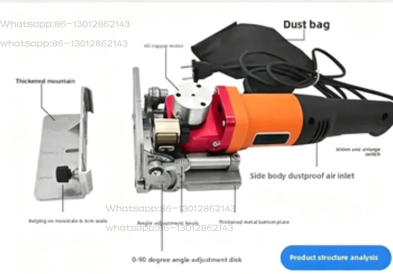 220V Portable Ramino Slotting Machine Invisible Parts 45 Degree Tenon Connector Begonia Corner Board Furniture Side Punch