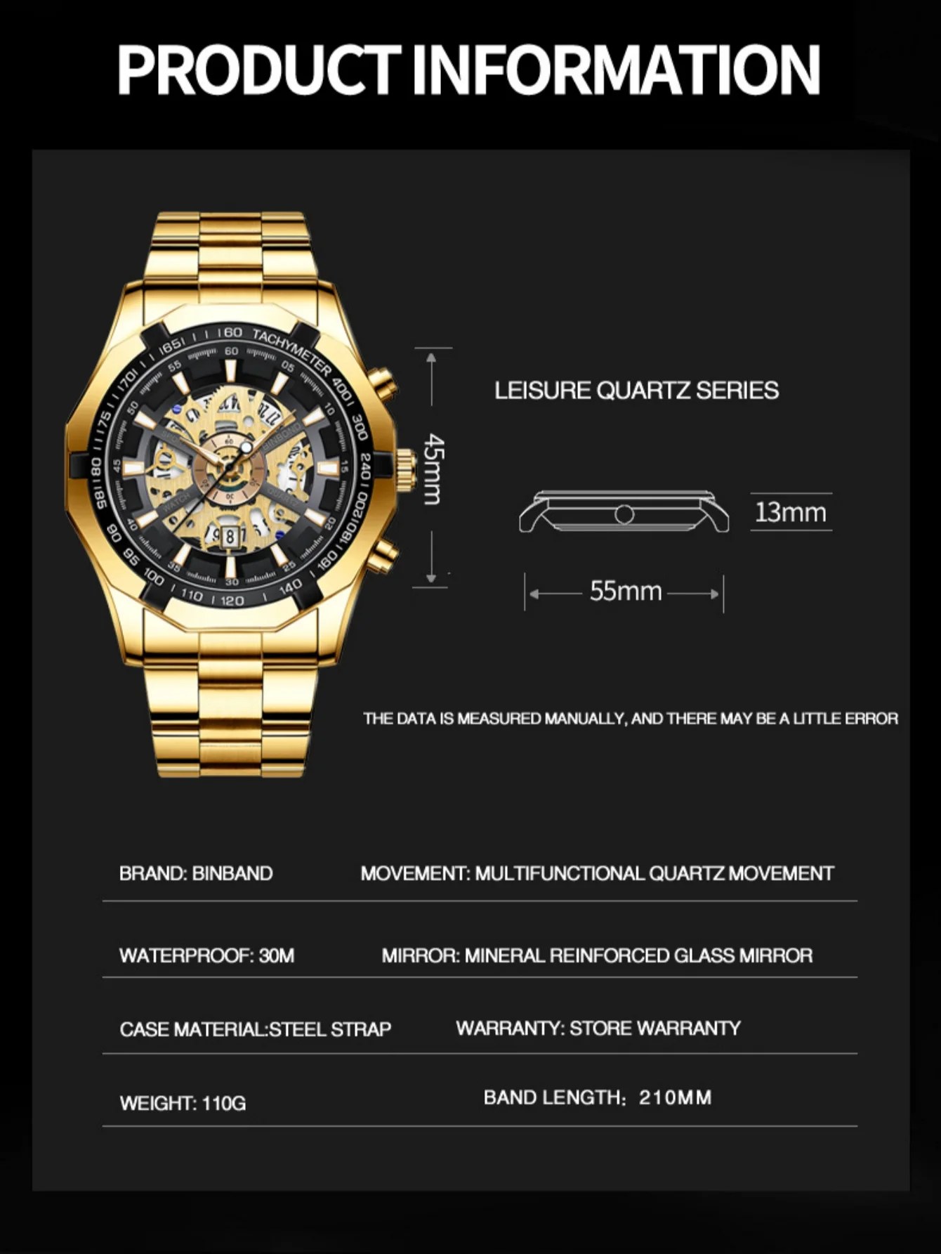 Men's Wristwatch Waterproof Classic Business Watch Rhinestone Calendar Date Function Watch Stainless Steel Strap Gift 102
