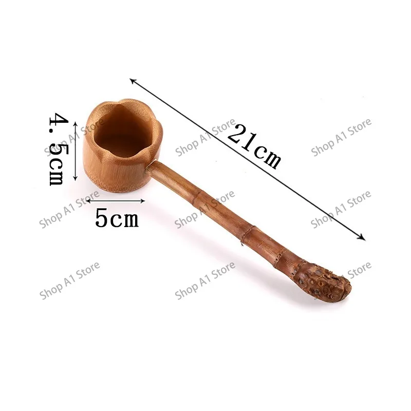 Chinese Retro Bamboo Root Ladle, Long‑Handle Bamboo Wine Dipper, Handmade Natural Bamboo Scoop for Household Water Wine Serving