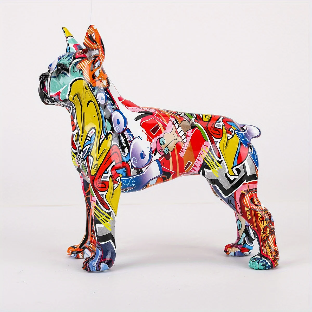 Colorful Boston Terrier Art Creative Simple Small Handle Resin Pet Dog Crafts Home Decoration Color Modern Office Desktop Craft