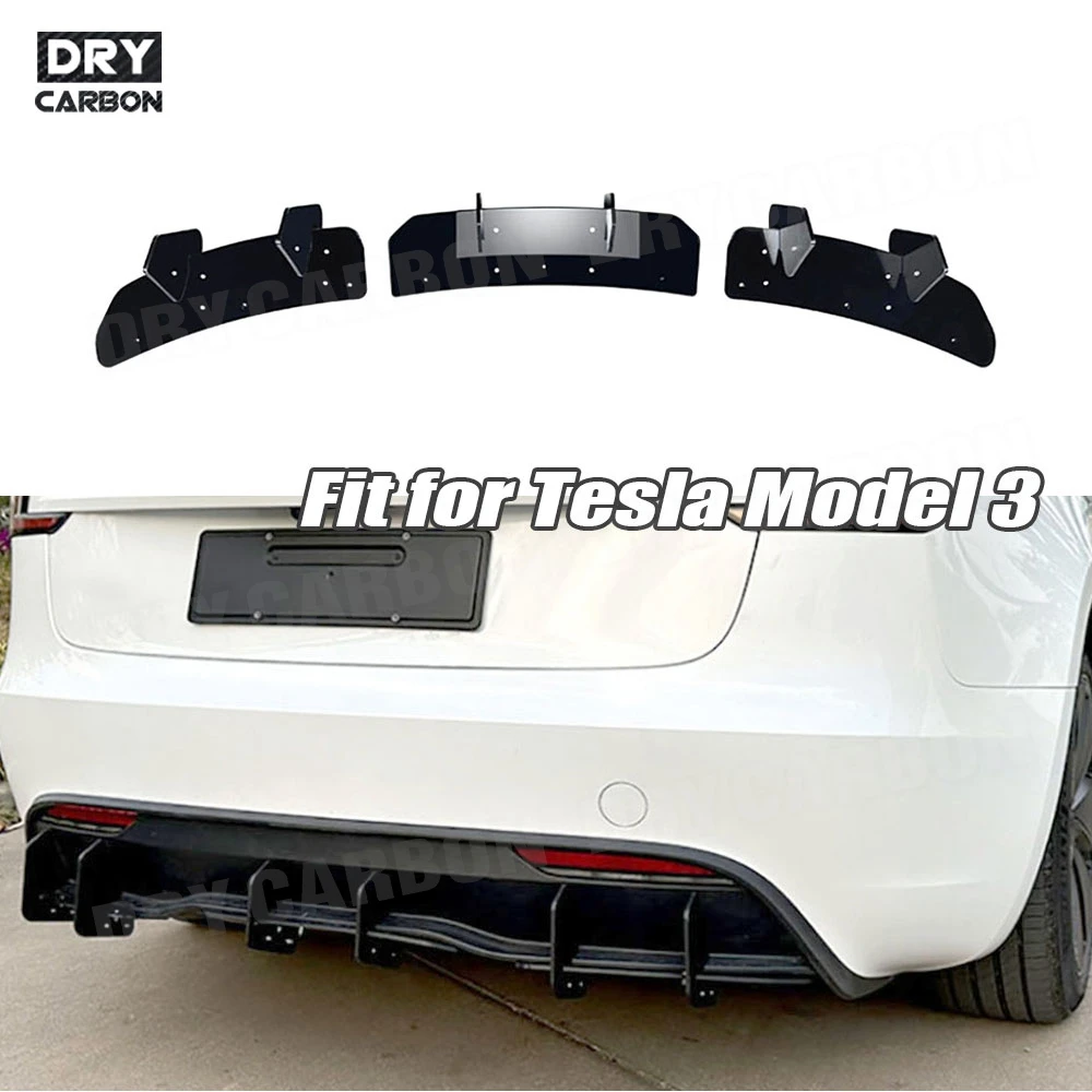 

For Tesla Model 3 2023+ Car Rear Bumper Diffuser Protector Spoiler Lip Side Splitters Decoration Modified Body Kits Accessories