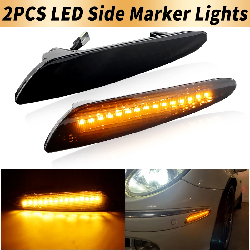 2PCS LED Side Marker Turn Signal Lights Canbus For 2003-2006 Mercedes Benz E320 E500 4Matic Base Sedan E55 AMG